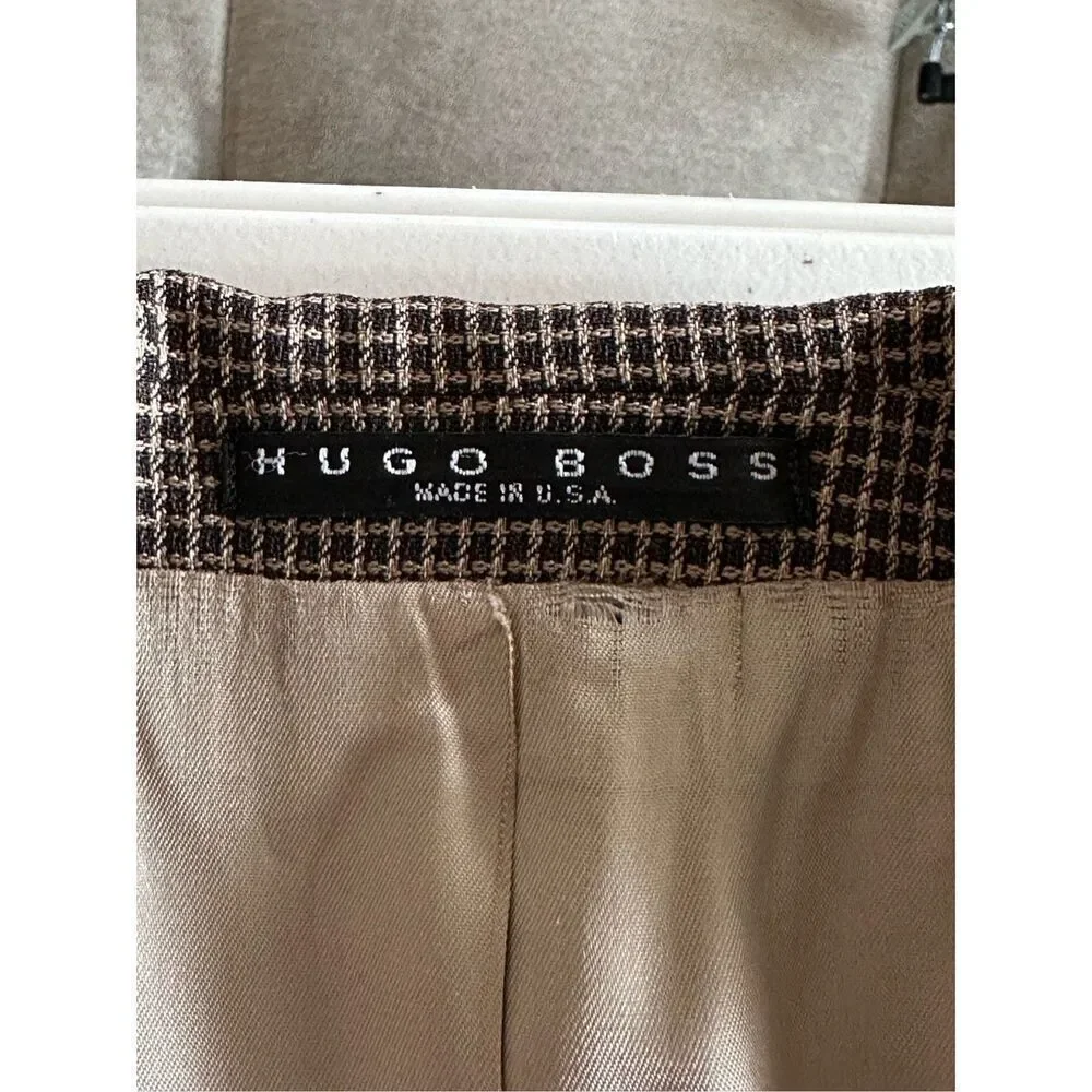 Hugo Boss Einstein Blazer Mens 46R Brown 3‎ Button Vintage 80s USA Union